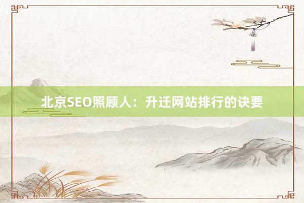 北京SEO照顾人：升迁网站排行的诀要